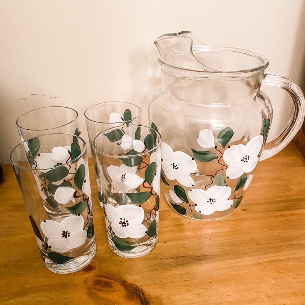 Handpainted Pitcher and Glasses Set